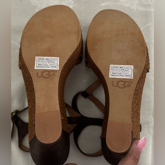 UGG Brown dressy wedge heel sandal espadrille - Picture 5 of 5